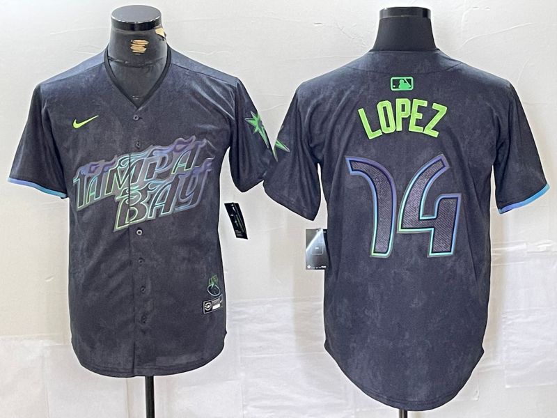 Men Tampa Bay Rays #14 Lopez Black City Edition Nike 2024 MLB Jersey style 1->tampa bay rays->MLB Jersey